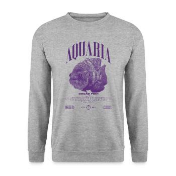 Oscar Fish Water Change Monster Fish - Unisex Sweatshirt - salt & pepper - Front - Alina (178cm) & Michal (187cm)