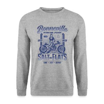 Bonneville Salt Flats Motorrad Rennen Vintage - Unisex Pullover - Weißgrau meliert - Vorne - Alina (178cm) & Michal (187cm)