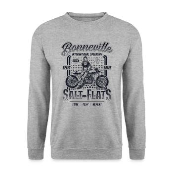 Bonneville Salt Flats Motorrad Rennen Vintage - Unisex Pullover - Weißgrau meliert - Vorne - Alina (178cm) & Michal (187cm)