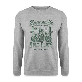 Bonneville Salt Flats Motorrad Rennen Vintage - Unisex Pullover - Weißgrau meliert - Vorne - Alina (178cm) & Michal (187cm)