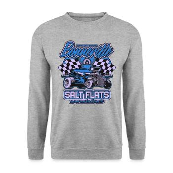 Bonneville Salt Flats Vintage Hot Rod Rennwagen - Unisex Pullover - Weißgrau meliert - Vorne - Alina (178cm) & Michal (187cm)
