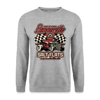Bonneville Salt Flats Vintage Hot Rod Rennwagen - Unisex Pullover - Weißgrau meliert - Vorne - Alina (178cm) & Michal (187cm)