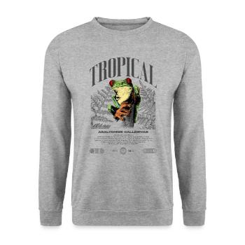 Rotäugiger Laubfrosch Regenwald Amphibie - Unisex Pullover - Weißgrau meliert - Vorne - Alina (178cm) & Michal (187cm)
