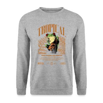 Rotäugiger Laubfrosch Regenwald Amphibie - Unisex Pullover - Weißgrau meliert - Vorne - Alina (178cm) & Michal (187cm)