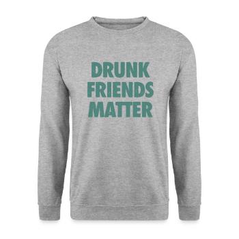 Lustige Betrunkene Freunde Materie Trinken - Unisex Pullover - Weißgrau meliert - Vorne - Alina (178cm) & Michal (187cm)