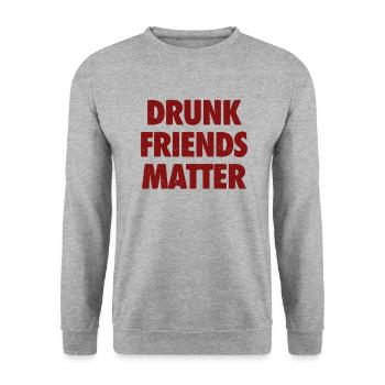 Lustige Betrunkene Freunde Materie Trinken - Unisex Pullover - Weißgrau meliert - Vorne - Alina (178cm) & Michal (187cm)