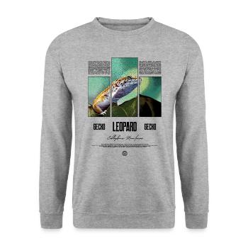 Leopard Gecko Reptile Keeper Streetwear - Unisex Sweatshirt - salt & pepper - Front - Alina (178cm) & Michal (187cm)