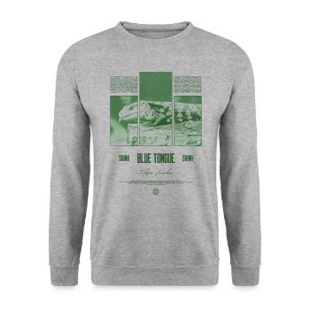 Blue Tongue Skink Reptile Keeper Streetwear - Unisex Pullover - Weißgrau meliert - Vorne - Alina (178cm) & Michal (187cm)