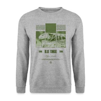 Blue Tongue Skink Reptile Keeper Streetwear - Unisex Pullover - Weißgrau meliert - Vorne - Alina (178cm) & Michal (187cm)