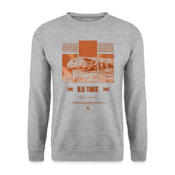Blue Tongue Skink Reptile Keeper Streetwear - Unisex Pullover - Weißgrau meliert - Vorne - Alina (178cm) & Michal (187cm)