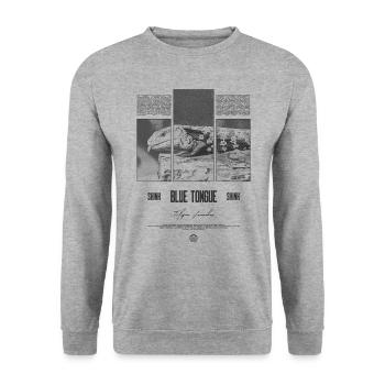 Blue Tongue Skink Reptile Keeper Streetwear - Unisex Pullover - Weißgrau meliert - Vorne - Alina (178cm) & Michal (187cm)