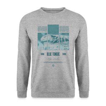 Blue Tongue Skink Reptile Keeper Streetwear - Unisex Pullover - Weißgrau meliert - Vorne - Alina (178cm) & Michal (187cm)