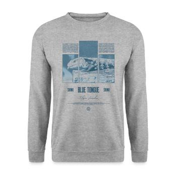Blue Tongue Skink Reptile Keeper Streetwear - Unisex Pullover - Weißgrau meliert - Vorne - Alina (178cm) & Michal (187cm)