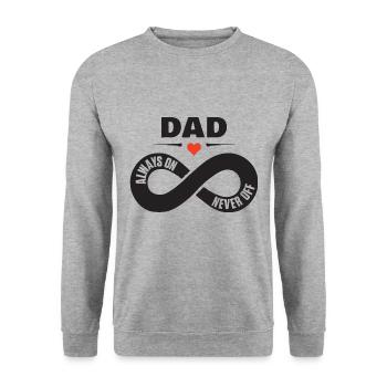 Dad Always On Never Off Papa Shirt Vatertag - Unisex Pullover - Weißgrau meliert - Vorne - Alina (178cm) & Michal (187cm)