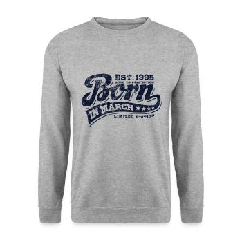 Born in March 1995 - Birthday - Gift - Unisex Sweatshirt - salt & pepper - Front - Alina (178cm) & Michal (187cm)