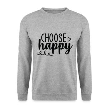 Choose Happy - Unisex Pullover - Weißgrau meliert - Vorne - Alina (178cm) & Michal (187cm)