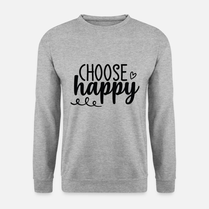 Choose Happy - Unisex Pullover - Weißgrau meliert