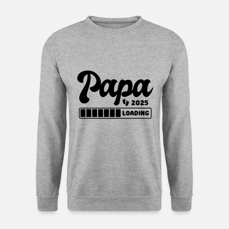 Papa 2025 loading - Schwangerschaft - Geschenk - Unisex Pullover - Weißgrau meliert