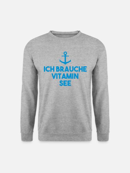Ich brauche Vitamin See - Unisex Pullover - Weißgrau meliert