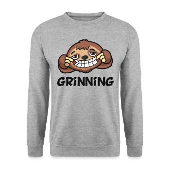Grinning Funny Graphic - Unisex Sweatshirt - salt & pepper - Front - Alina (178cm) & Michal (187cm)