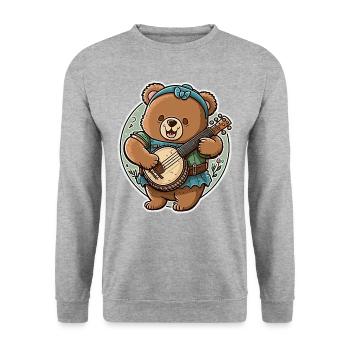 Banjo Ours - Sweat-shirt Unisexe - gris chiné - Devant - Alina (178cm) & Michal (187cm)