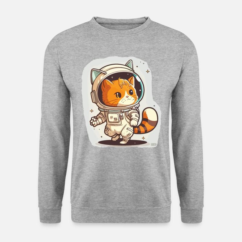 Kosmische Katze - Unisex Pullover - Weißgrau meliert