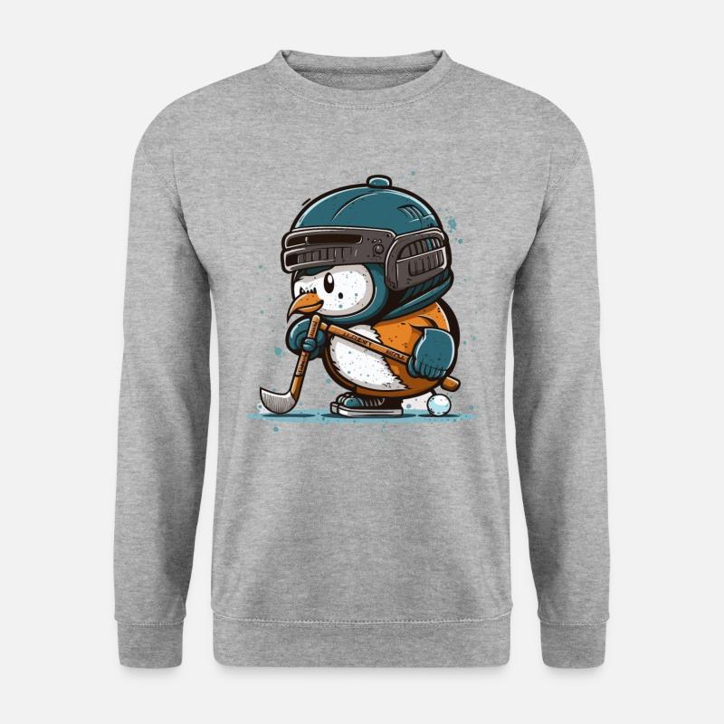 Pinguin-Eishockey-Star - Unisex Pullover - Weißgrau meliert
