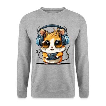 Hamster Beats - Unisex Pullover - Weißgrau meliert - Vorne - Alina (178cm) & Michal (187cm)