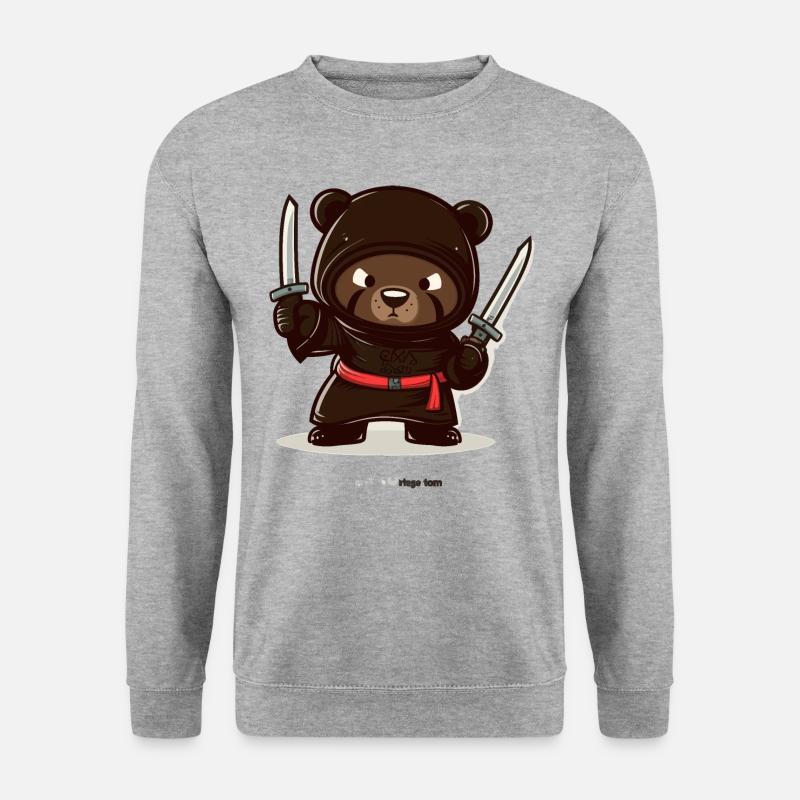 Grizzly-Kunst des Krieges - Unisex Pullover - Weißgrau meliert