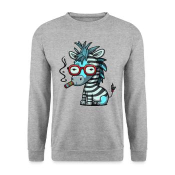 Zebra Funk - Unisex Pullover - Weißgrau meliert - Vorne - Alina (178cm) & Michal (187cm)
