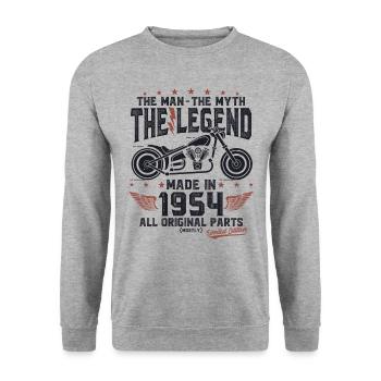 1954 Vintage homme mythe légende moto - Sweat-shirt Unisexe - gris chiné - Devant - Alina (178cm) & Michal (187cm)