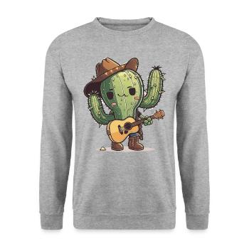 Der musikalische Kaktus - Unisex Pullover - Weißgrau meliert - Vorne - Alina (178cm) & Michal (187cm)