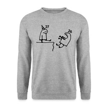 27 ans : Adieu âge 26 ans, Joyeux 27e anniversaire - Sweat-shirt Unisexe - gris chiné - Devant - Alina (178cm) & Michal (187cm)