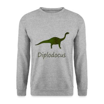 Diplodocus Dinosaur Dino Gift Idea - Unisex Sweatshirt - salt & pepper - Front - Alina (178cm) & Michal (187cm)