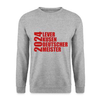 Leverkusen - Deutscher Meister 2024 - Unisex Pullover - Weißgrau meliert - Vorne - Alina (178cm) & Michal (187cm)