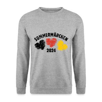 Sommermärchen 2024 Herz Deutschland - Unisex Pullover - Weißgrau meliert - Vorne - Alina (178cm) & Michal (187cm)