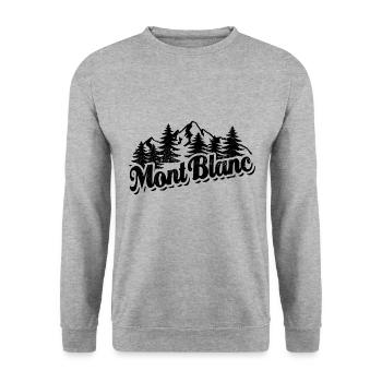 Mont Blanc - Wald und Berge Wandern Erholung - Unisex Pullover - Weißgrau meliert - Vorne - Alina (178cm) & Michal (187cm)