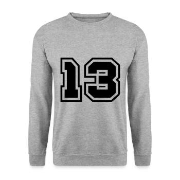 13 symbole de nombre - Sweat-shirt Unisexe - gris chiné - Devant - Alina (178cm) & Michal (187cm)