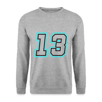 13 symbole de nombre - Sweat-shirt Unisexe - gris chiné - Devant - Alina (178cm) & Michal (187cm)
