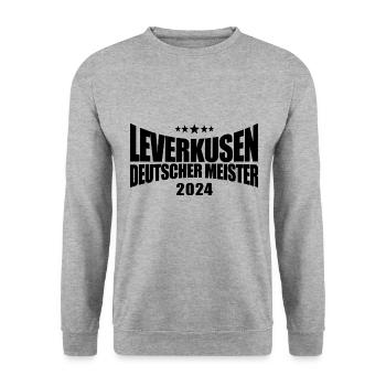 Leverkusen - Deutscher Meister 2024 - Unisex Pullover - Weißgrau meliert - Vorne - Alina (178cm) & Michal (187cm)