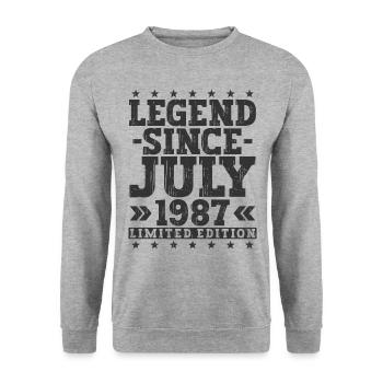 Légende Juillet 1987 Vintage Cadeau d’anniversaire - Sweat-shirt Unisexe - gris chiné - Devant - Alina (178cm) & Michal (187cm)