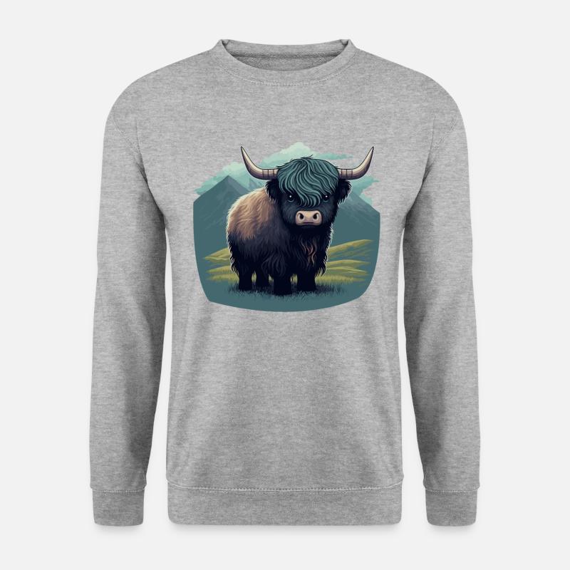 Kleiner Yak - Unisex Pullover - Weißgrau meliert