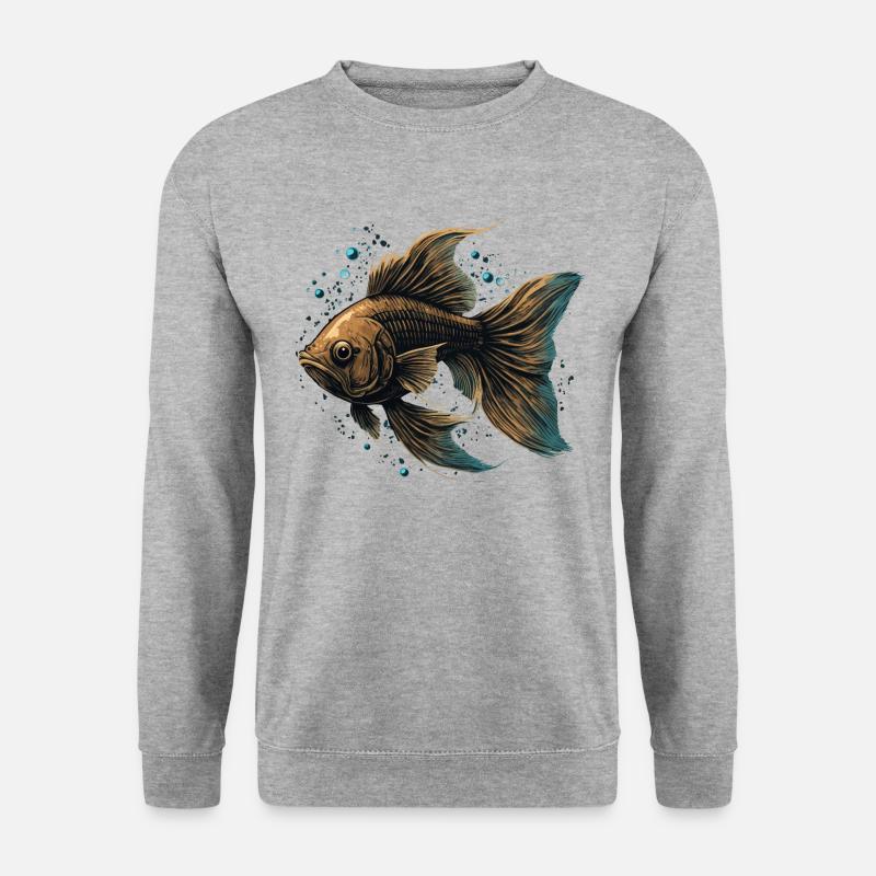 Brauner Fisch - Unisex Pullover - Weißgrau meliert