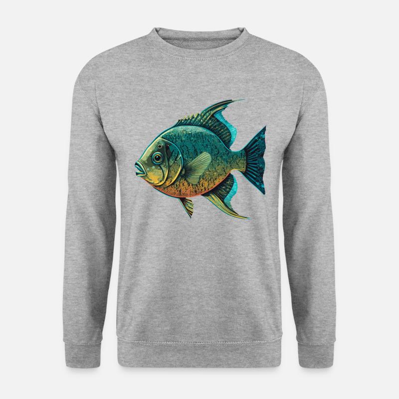 Der Fisch - Unisex Pullover - Weißgrau meliert