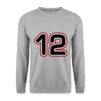 12 symbole de nombre - Sweat-shirt Unisexe - gris chiné - Devant - Alina (178cm) & Michal (187cm)