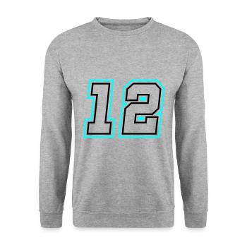 12 symbole de nombre - Sweat-shirt Unisexe - gris chiné - Devant - Alina (178cm) & Michal (187cm)