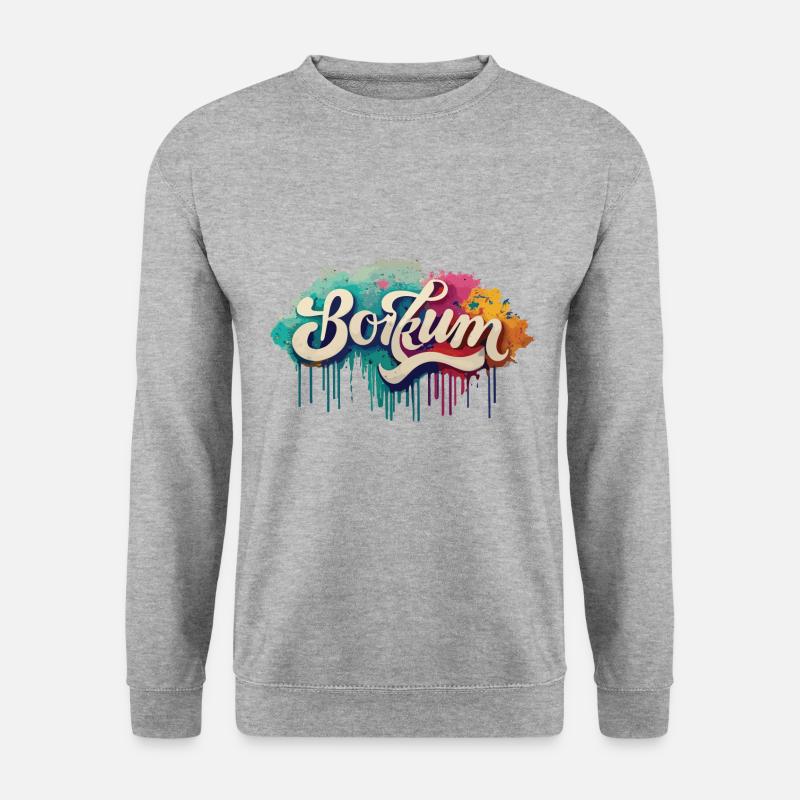 Borkum Graffiti Schriftzug - Unisex Pullover - Weißgrau meliert