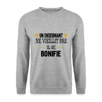 Cadeau anniversaire enseignant - Sweat-shirt Unisexe - gris chiné - Devant - Alina (178cm) & Michal (187cm)