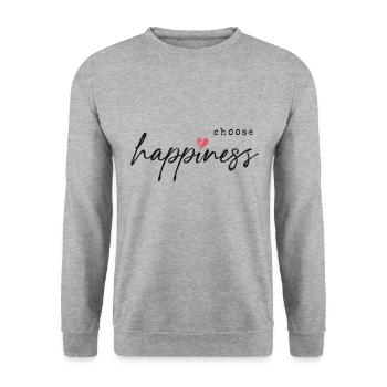 Choose Happiness - Unisex Pullover - Weißgrau meliert - Vorne - Alina (178cm) & Michal (187cm)