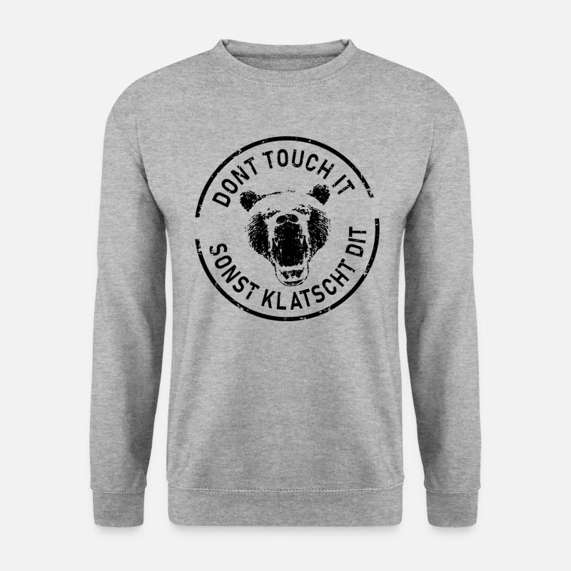 Dont touch it sonst klatscht dit schwarz - Unisex Pullover - Weißgrau meliert